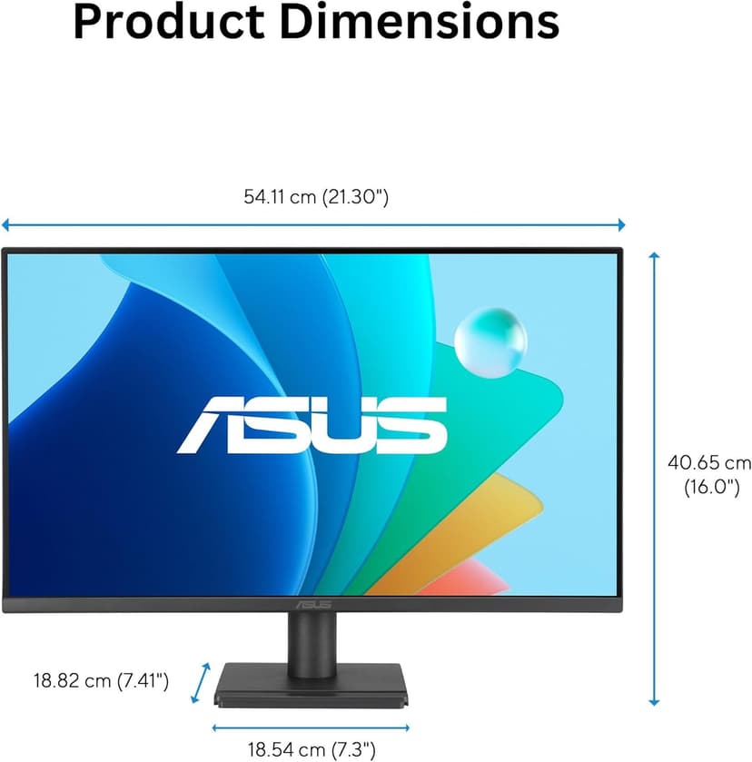 ASUS 24” 1080P Eye Care Monitor (VA249QG) - IPS, Full HD, 99% sRGB, Frameless, 120Hz, Adaptive-Sync, 1ms, Speakers, HDMI, DisplayPort, VGA, Low Blue Light, Flicker Free, Wall Mountable, 3 yr Warranty