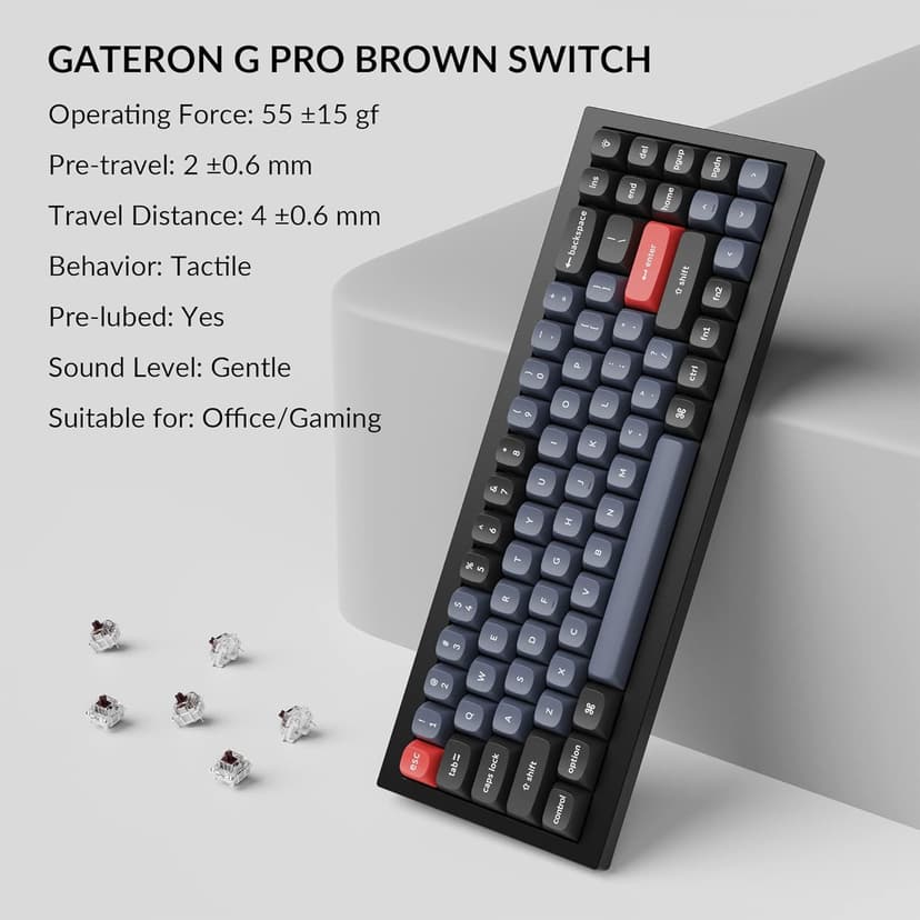 Keychron Q7 Wired Custom Mechanical Keyboard, 70% Layout QMK/VIA Programmable Macro with Hot-swappable Gateron G Pro Brown Switch Double Gasket Compatible with Mac Windows Linux (Black)