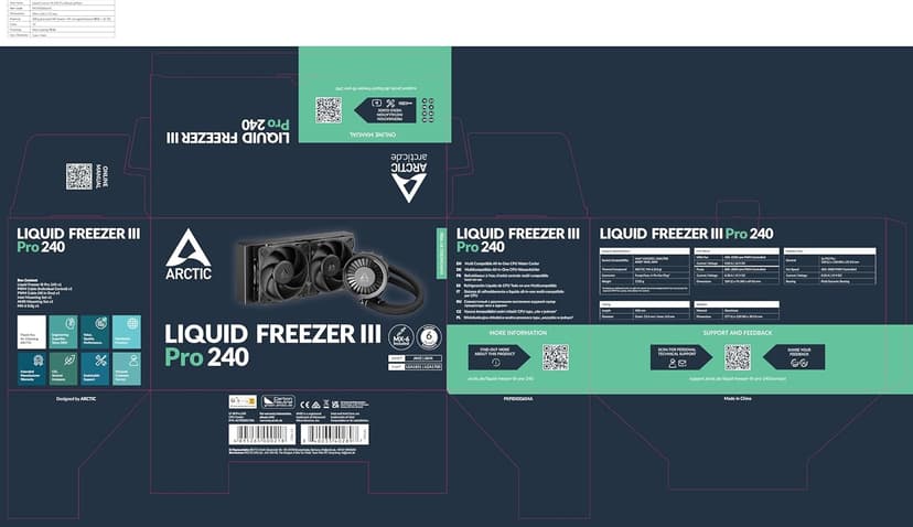 ARCTIC Liquid Freezer III Pro 240-240 mm AIO CPU Cooler, Water Cooling, 38 mm Radiator, PWM Pump, VRM Fan, AMD AM5/AM4, Intel LGA1851/1700 Contact Frame - Black
