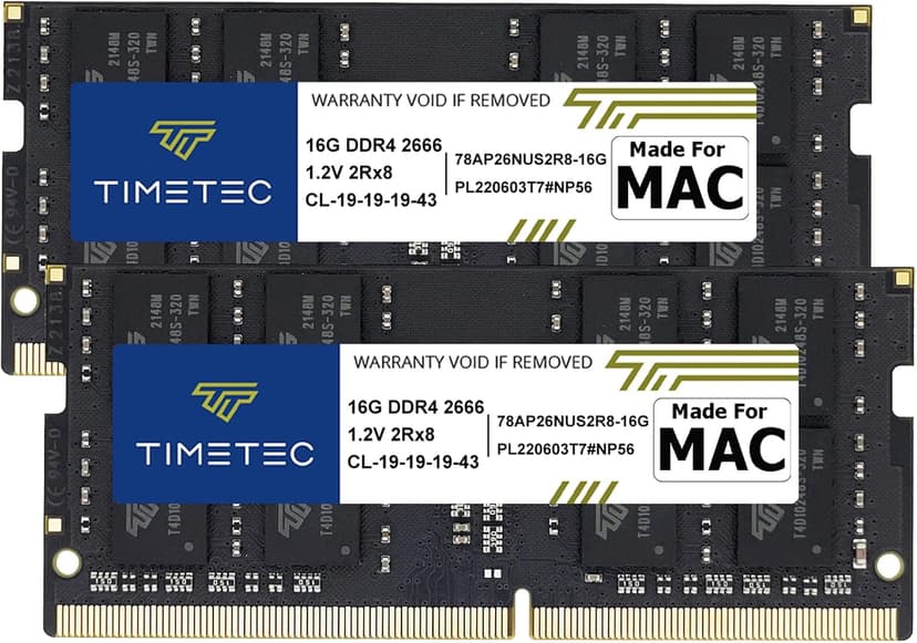 Timetec 32GB KIT(2x16GB) Compatible for Apple DDR4 2666MHz / 2667MHz for Mid 2020 iMac (20,1/20,2) / Mid 2019 iMac (19,1) 27-inch w/Retina 5K, Late 2018 Mac mini (8,1) PC4-21333 /PC4-21300 MAC RAM