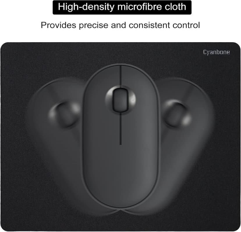 Mini Mouse Pad Small Size 2 Pack, Portable Mouse Pad for Laptop Waterproof, Cute Travel Mousepad Black with Non Slip Rubber Base for Wireless Mouse - 5.5 x 7 Inch