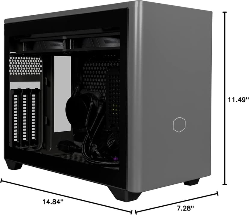 Cooler Master NR200P MAX V2 Mini-ITX PC Case, Top-Mount 280mm AIO, 357mm Vertical GPU Mount, V850W SFX Gold PSU, 90° 12VHPWR, 600W PCIe 5.1, Compatible RTX 5090, RX 7090 XT, Tempered Glass, DIY