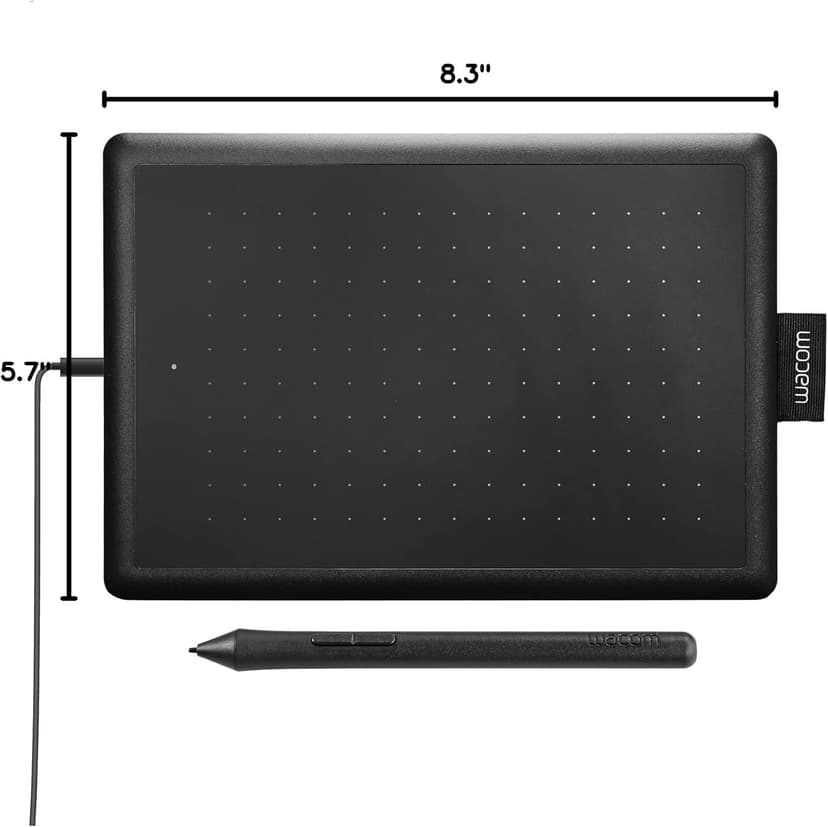 One by Wacom Small Graphics Drawing Tablet 8.3 x 5.7 Inches, Portable Versatile for Students and Creators, Ergonomic 2048 Pressure Sensitive Pen Included, Compatible with Chromebook Mac and Windows