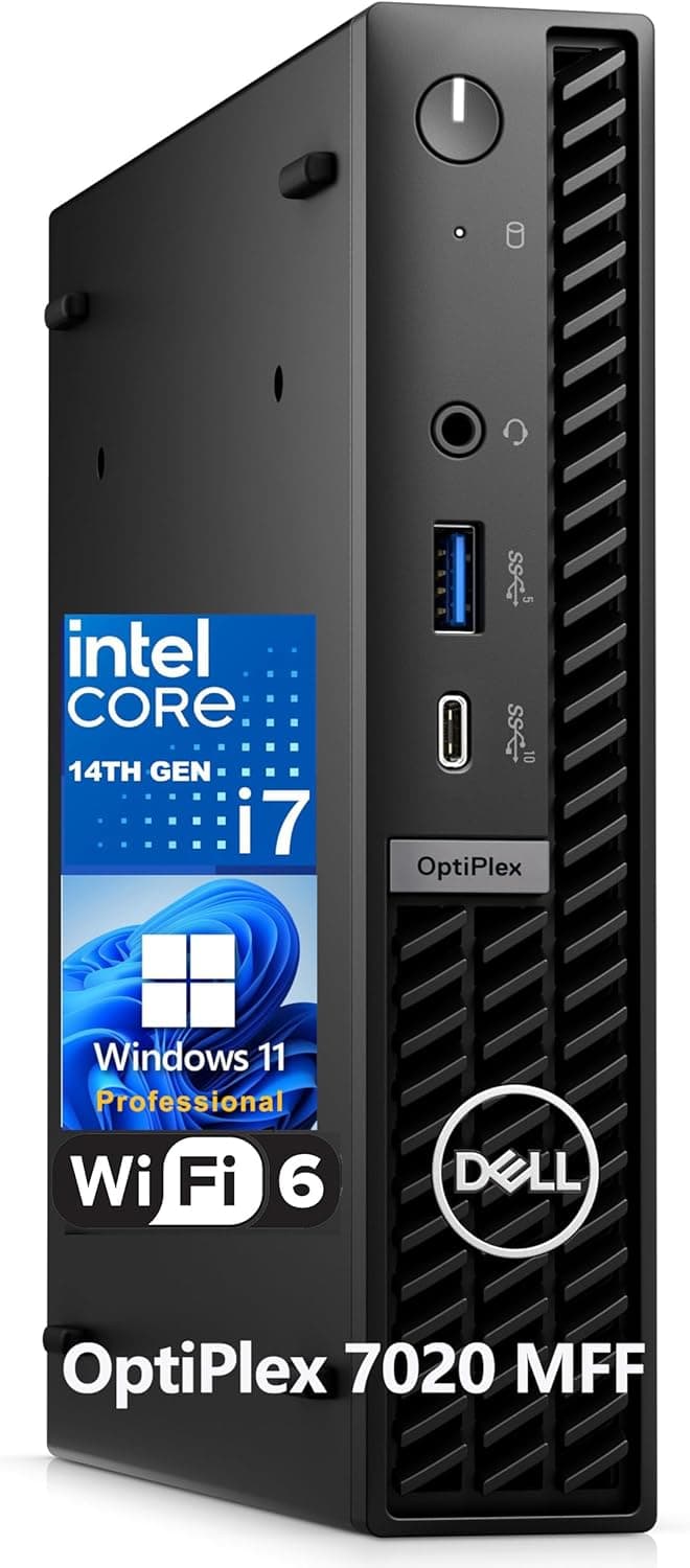 Dell OptiPlex 7020 MFF 7000 Micro Form Factor Mini Business Desktop Computer, 14th Gen Intel 20-Core i7-14700T up to 5.2GHz, 32GB DDR5 RAM, 1TB PCIe SSD, WiFi 6, DisplayPort, HDMI, Windows 11 Pro