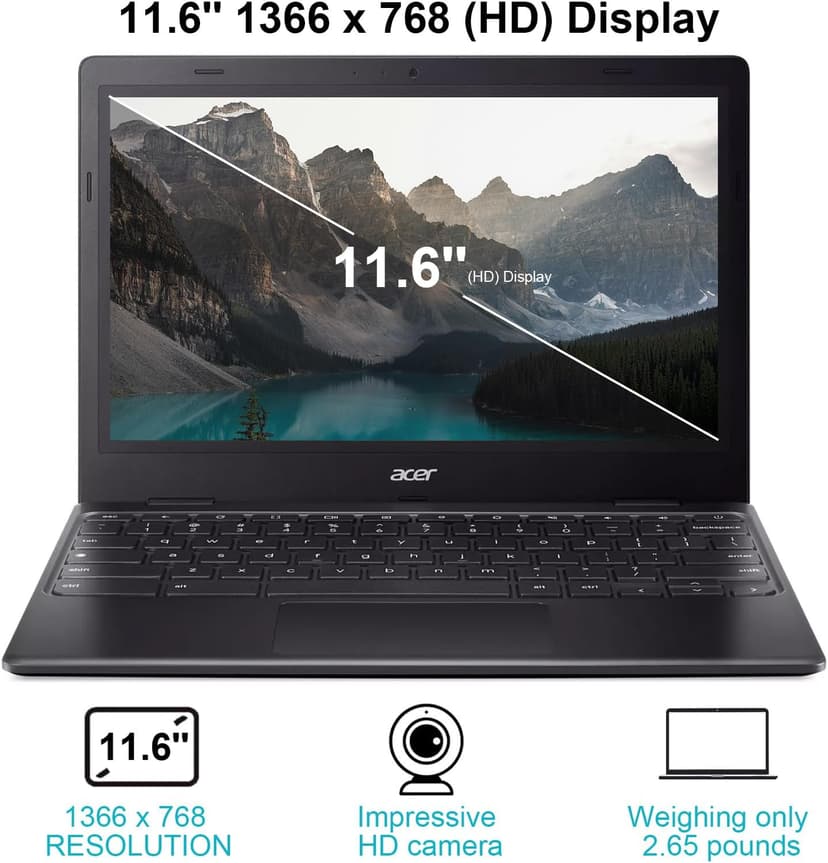 acer 311 Chromebook Laptop, 11.6'' HD IPS Display, 4GB LPDDR4 RAM, 64GB EMMC, Intel Celeron N4500, Intel UHD Graphics, 10 Hours Battery Life, USB3.1，Wi-Fi5, Chrome OS, Black, Warwolf Mouse