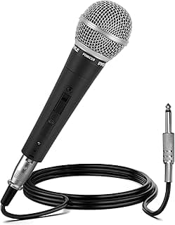 Pyle Professional Dynamic Vocal Microphone - Moving Coil Dynamic Cardioid Unidirectional Handheld Microphone with ON/OFF Switch Includes 15ft XLR Audio Cable to 1/4'' Audio Connection - PDMIC59