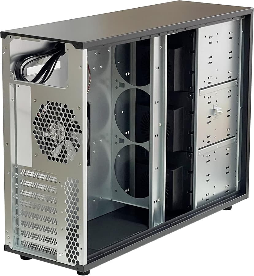 ZhenLoong full tower NAS computer case ITX MATX ATX EATX 15 bay hot swap server GPU Graphic workstation chassis, Black, Loong1
