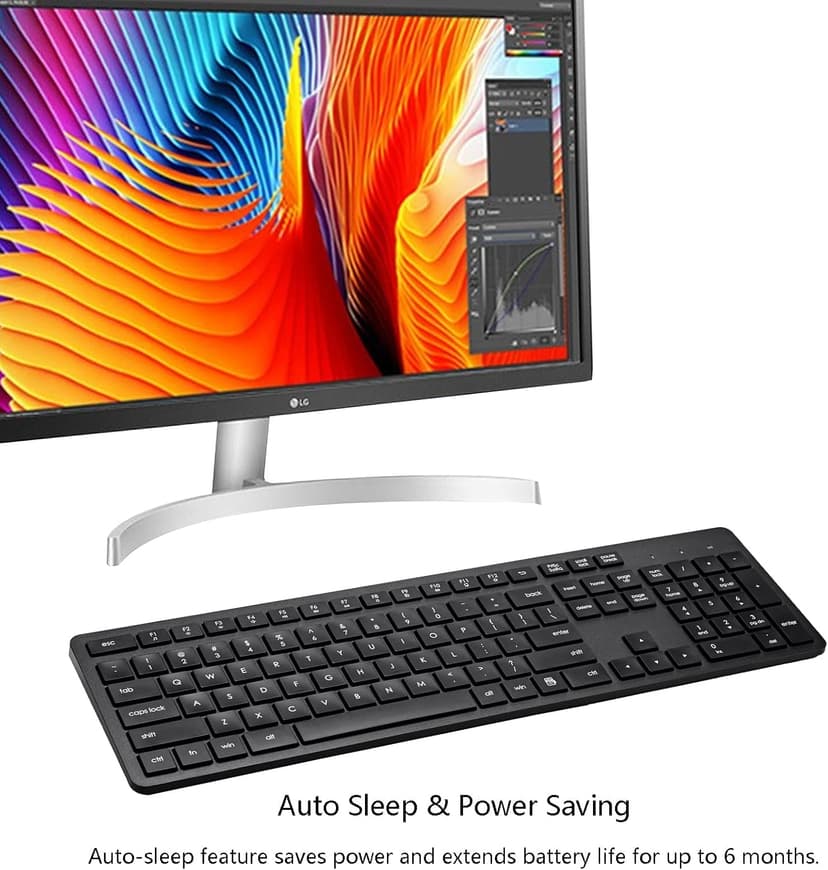 Wireless Keyboard, 2.4G USB External Silent Cordless Keyboard for Windows Chrome Laptop Computer PC Desktop Notebook Chromebook, 106 Keys Full Size with Number Pad (Black)