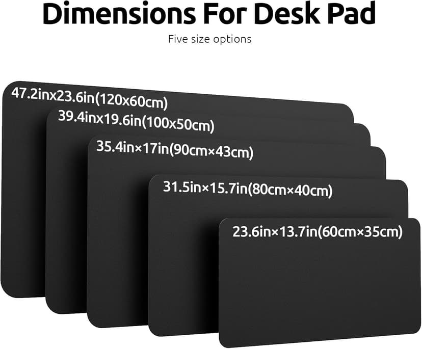 YSAGi Leather Desk Pad Protector, Office Desk Mat, Large Mouse Pad, Non-Slip PU Leather Desk Blotter, Laptop Desk Pad, Waterproof Desk Writing Pad for Office and Home (Black, 23.6" x 13.8")