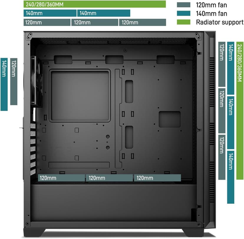 DARKROCK ES1 Silence Edition Black E-ATX PC Case - Noise-Reducing Material Side Panels,3 x Pre-Installed Non-RGB Fans with Fan Ducts,Magnetic Dust Filters,Type-C Ready.