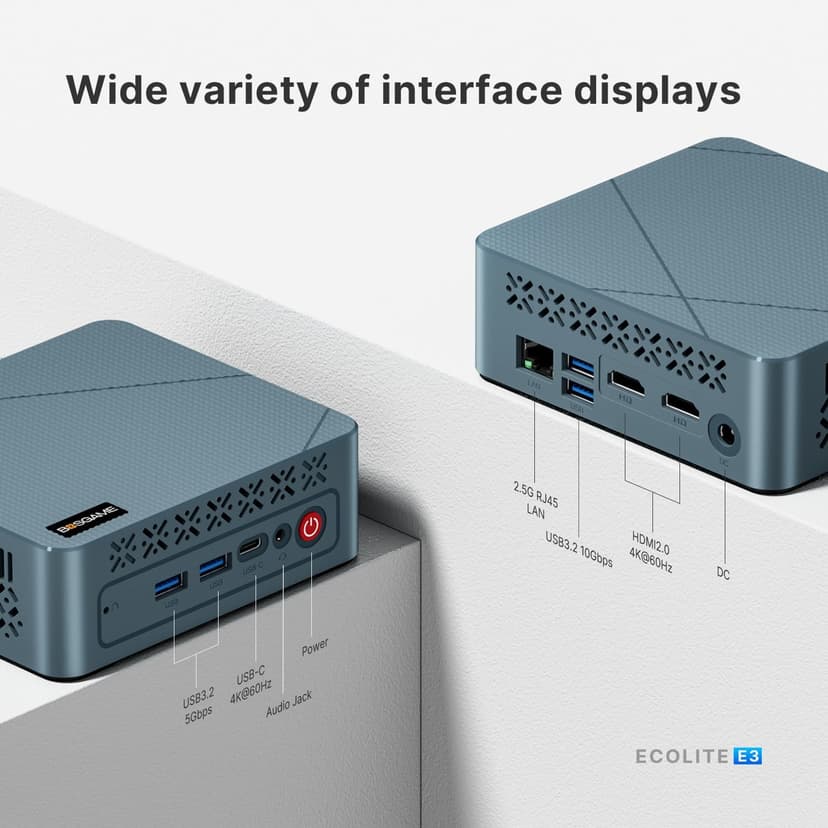 Mini PC E3, Intel Twin Lake N150 Mini Computers 16GB DDR4 RAM, 512GB NVMe SSD, 4K Triple Display, Dual HDMI, USB-C, 2.5G RJ45 Ethernet, Wi-Fi 5/BT5.0