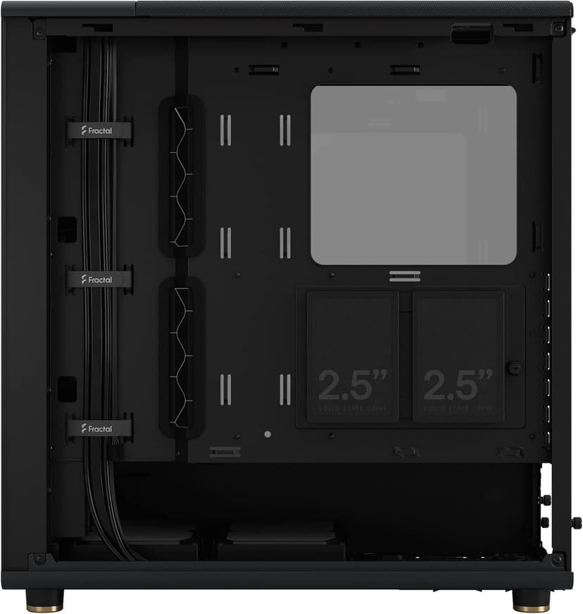 Fractal Design North Charcoal Black Tempered Glass Dark - Genuine Walnut Wood Front - Glass Side Panel - Two 140mm Aspect PWM Fans Included - Type C USB - ATX Airflow Mid Tower PC Gaming Case