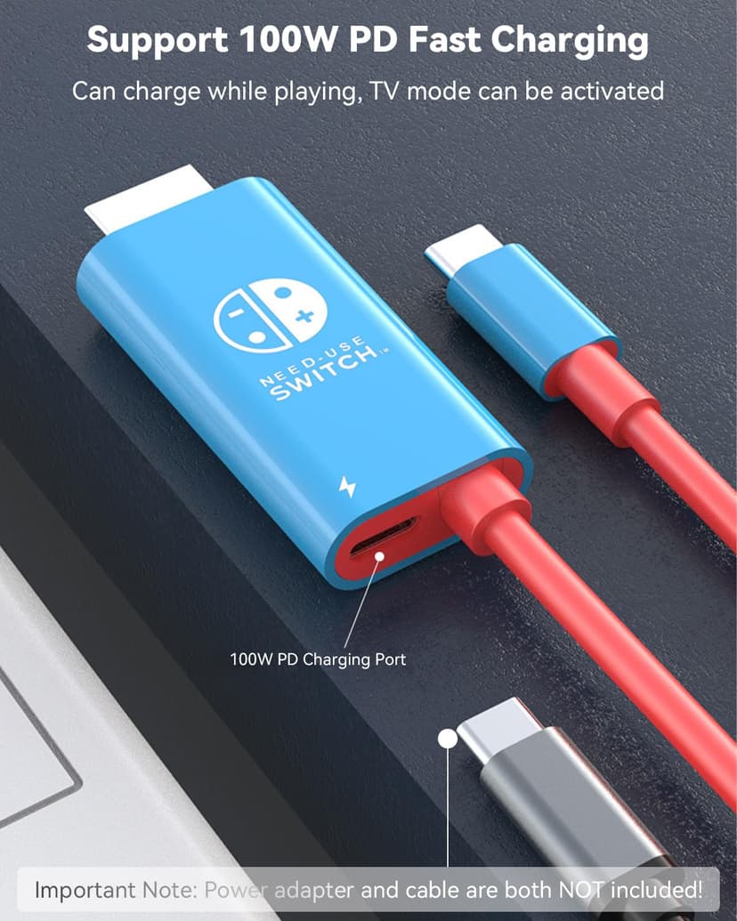 Portable Switch Dock 4K TV Adapter for Nintendo Switch/OLED USB C to HDMI Cable Travel Must Haves Docking Station Compatible with Switch Replacement for Bulky Original Dock (6FT)