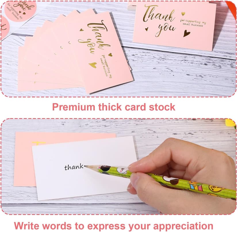 600 Pcs Thank You Cards Small Business, Thank You for Supporting My Small Business Stickers, Stickers for Your Order Retail Store Packaging Essentials Pink