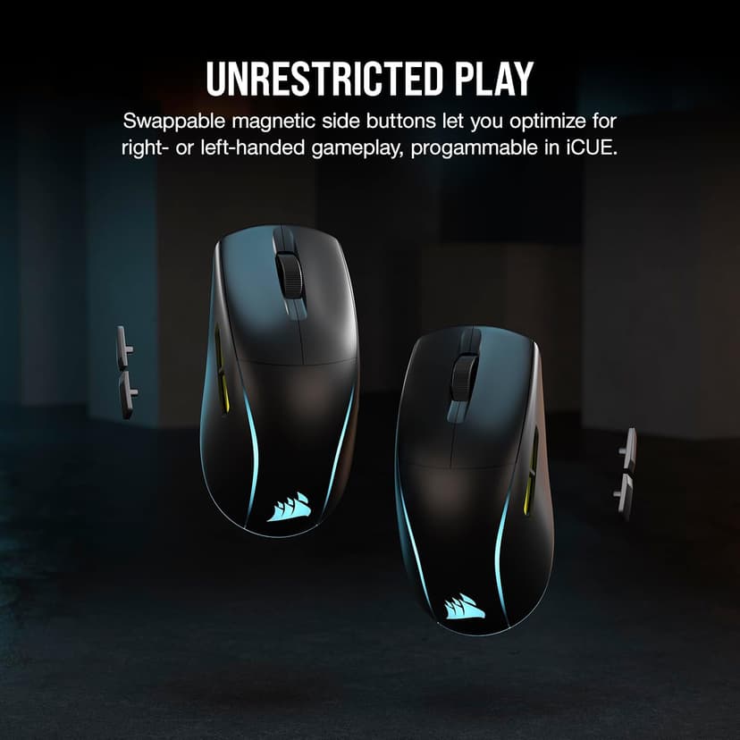 Corsair M75 Wireless RGB Lightweight FPS Gaming Mouse – 26,000 DPI – Swappable Side Buttons – iCUE Compatible – PC – Black