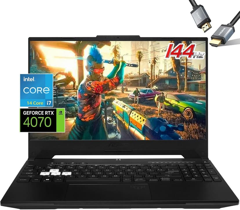 ASUS TUF F15 Gaming Laptop RTX 4070 - Intel Core i7-13620H - 15.6 FHD IPS Display - RGB BacklitRGB Backlit Keyboard - 64GB DDR5 RAM - 4TB PCIe SSD - Windows 11 - Thunderbolt4 - HDMI Cable