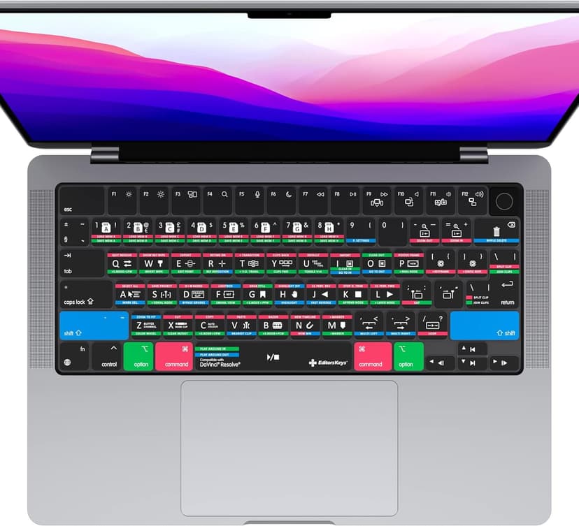 Editors Keys Cover Designed for Davinci Resolve Keyboard Cover 14" & 16" MacBook Pro 2021+ M1-M3 Chip - Genuine Editors Keys - Will not fit Other Models