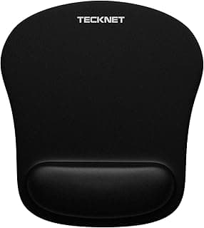 TECKNET Mouse Pad with Wrist Support, Ergonomic Gaming Mouse Pad Pain Relief, Portable Comfortable Mousepad for Computer, Laptop, Office, Home and Travel, Non-Slip Base, Waterproof Surface, Black