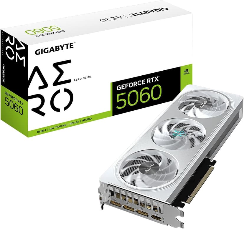 GIGABYTE GeForce RTX 5060 AERO OC 8G Graphics Card, 8GB 128-bit GDDR7, PCIe 5.0, WINDFORCE Cooling System, GV-N5060AERO OC-8GD Video Card