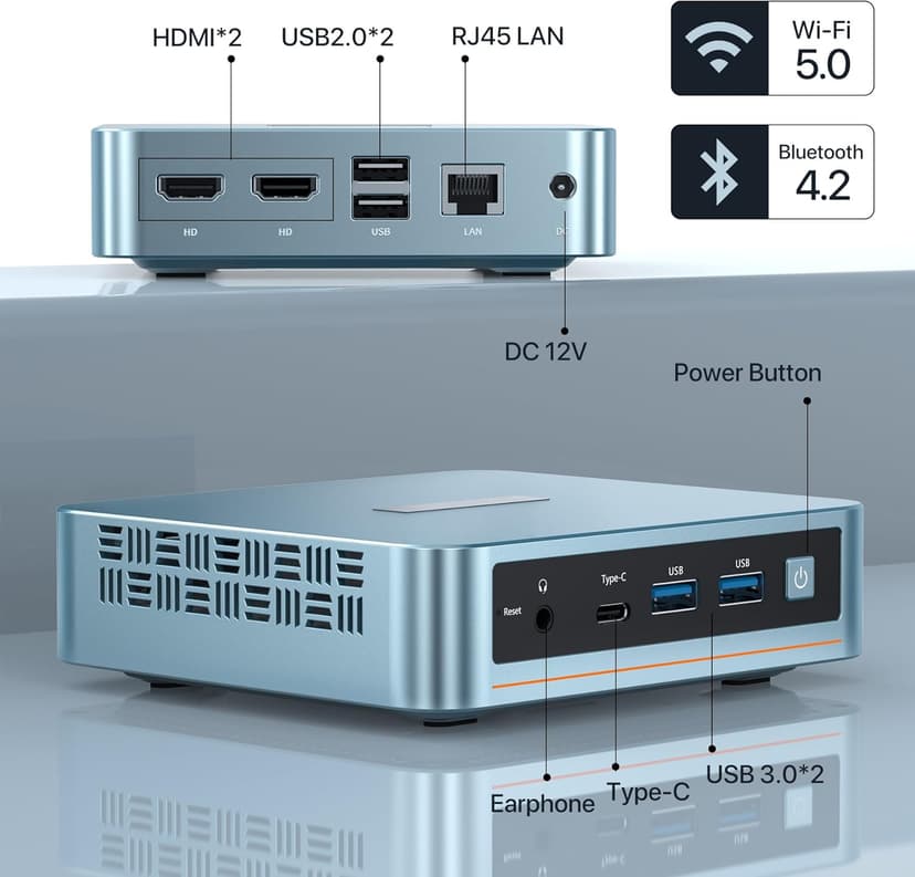 PELADN Mini PC,12th Gen Alder Lake- N100(up to 3.4GHz), 16GB DDR4 RAM 512GB M.2 PCIe SSD, Desktop Computer Support 4K Dual Display/USB3.2/WiFi 4/BT4.2