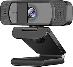 1080P Webcam with Microphone for PC Streaming, Web Camera for Desktop with Privacy Cover, 100° Wide Angle, Auto Light Correction, USB Plug&Play Web Cam for OBS/Gaming/Zoom/Skype/FaceTime/Teams/Twitch