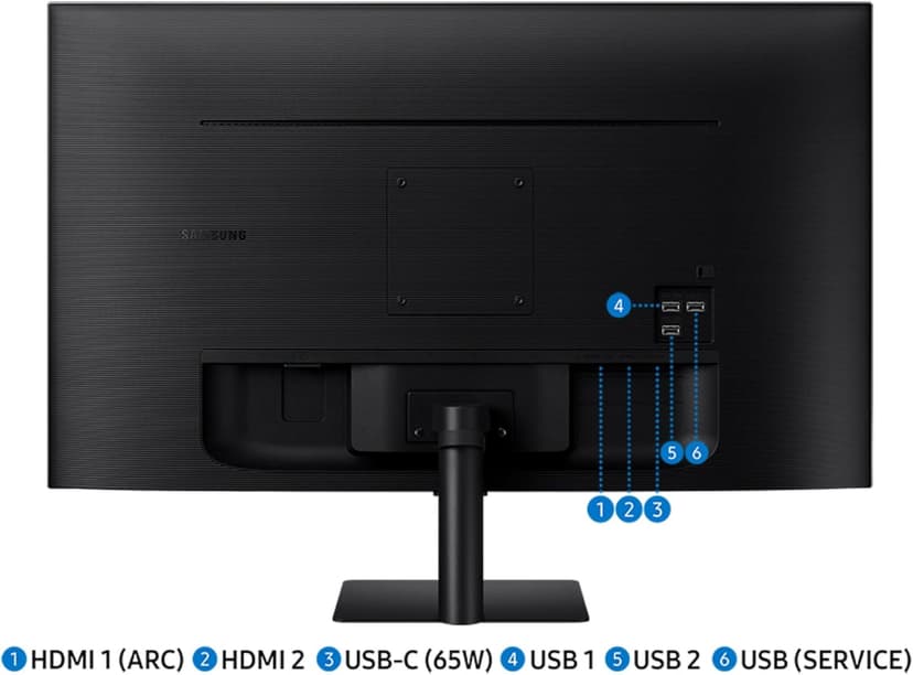 SAMSUNG 32-Inch M7 (M70D) Series 4K UHD Smart Monitor with Streaming TV, Speakers, HDR10, USB-C, Multiple Ports, Gaming Hub, SolarCell Remote, Vision Accessibility Tools, LS32DM702UNXGO, 2024, Black