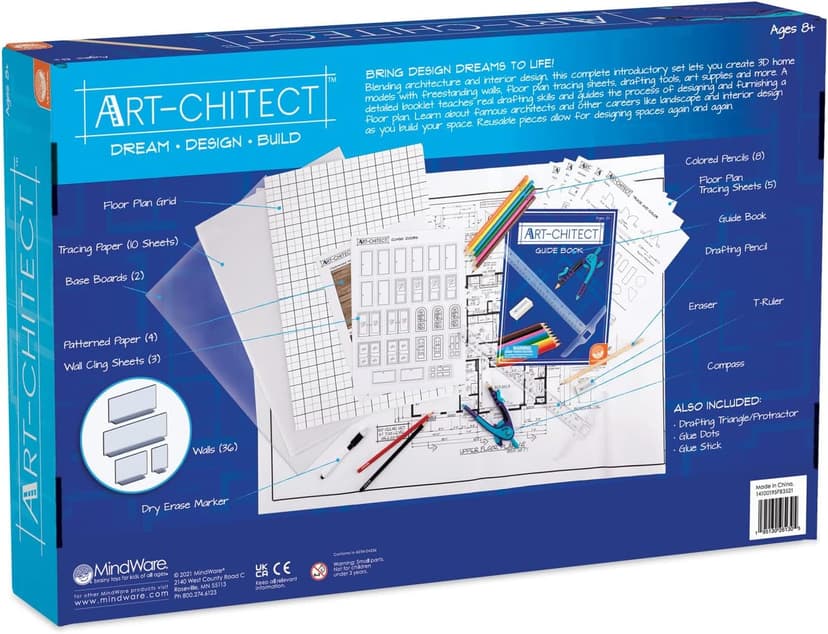 MindWare Art-chitect Home Model Building for Kids – 3D Architectural Design Kit for Kids Ages 8 and Up – Learn The Basics of Architecture As You Design Start to Finish