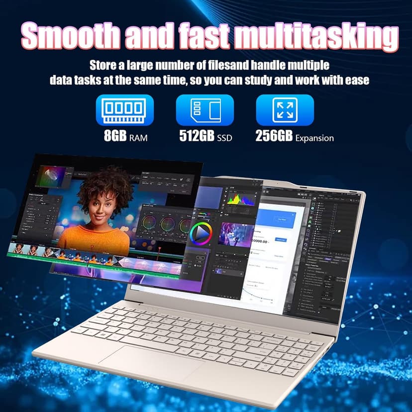 2025 New Portable Laptop,Student and Business,14" FHD IPS Display,Quad-Core N5095 Processor,8GB DDR4 RAM,512GB PCIe SSD,Numeric Keypad,2.4/5G WiFi,38WH Battery,Webcam,Mini HDMI,USB(Pink)