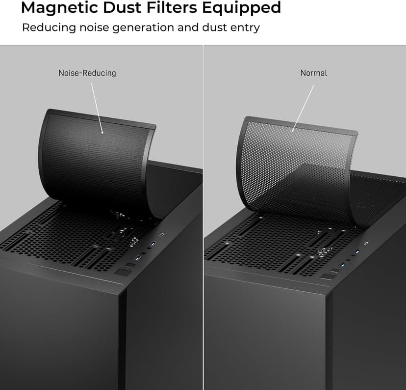DARKROCK ES1 Silence Edition Black E-ATX PC Case - Noise-Reducing Material Side Panels,3 x Pre-Installed Non-RGB Fans with Fan Ducts,Magnetic Dust Filters,Type-C Ready.