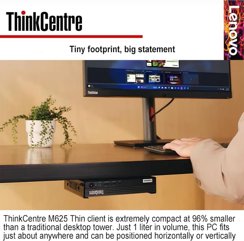 Lenovo ThinkCentre Mini Business Desktop, 16GB RAM, 256GB SSD, AMD Dual-Core Processor, Dual-Display Support, Wi-Fi, Bluetooth, USB, RJ-45, Keyboard&Mouse Included, Windows 11 Pro, Just 1 Liter Volume