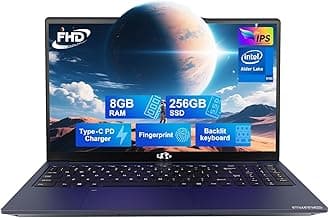NIMO 15.6 IPS-FHD-Laptop, Intel Pentium 4 Cores N100 8GB RAM 256GB SSD Backlit Keyboard Fingerprint (Beat to i3-1115G4 Up to 3.4GHz) Computer for Student-Home WiFi 6 BT5.2 Win 11