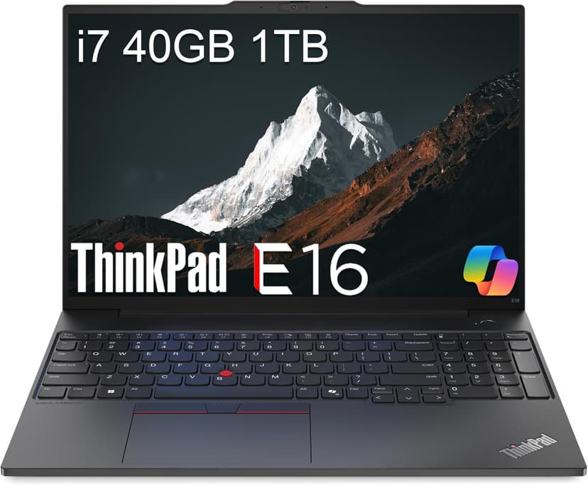 Lenovo ThinkPad E16 Business Laptop (16" FHD+ Anti-Glare, Intel 10-Core i7-1355U, 40GB RAM, 1TB SSD), Backlit, Fingerprint, 1080p Webcam w/Shutter, Thunderbolt 4, Ethernet, Win 11 Pro w/ AI Copilot