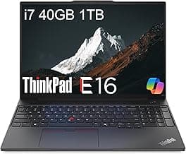 Lenovo ThinkPad E16 Business Laptop (16" FHD+ Anti-Glare, Intel 10-Core i7-1355U, 40GB RAM, 1TB SSD), Backlit, Fingerprint, 1080p Webcam w/Shutter, Thunderbolt 4, Ethernet, Win 11 Pro w/ AI Copilot