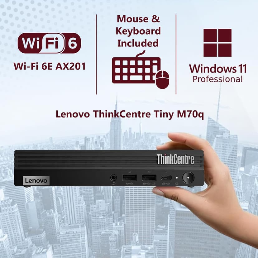 Lenovo ThinkCentre Tiny M70q Gen 5 Intel 14-Core i5-14500T (Beat i7-13700T), 16GB DDR5 RAM, 512GB NVMe, WiFi 6E, Bluetooth, RJ-45, DP Port, HDMI, W11P, Business Desktop