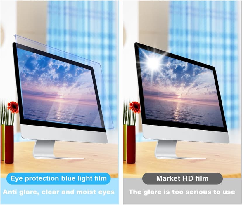 Anti Blue Light Screen Filter, Universal Blue Light Blocking Screen Protector Panel for 23, 23.6, 23.8, 24 inches Diagonal Desktop Computer LED PC Monitor- Widescreen Monitor Frame Hanging Type