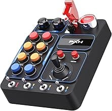 PXN Farm Simulation Controller - CB1 Sim Racing Button Box for Sim Wheel and Racing Wheel, with Adjustable Clamp and Spinner Knob, APP, for American Truck and Farm Simulation Gaming for PC Only