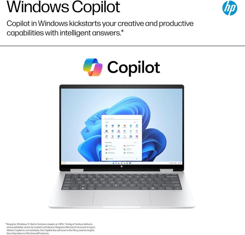 HP - Envy 2-in-1 14" Wide Ultra XGA Touch-Screen Laptop - AMD Ryzen 5-16GB Memory - 512GB SSD - Glacier Silver Windows AI: Copilot 14-fa0013dx