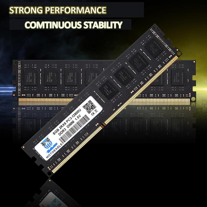 [DDR3 16GB RAM] 16GB KIT (2x8GB) DDR3 1600MHz PC3-12800U Non ECC Unbuffered 1.5V 2Rx8 Dual Rank 240 Pin UDIMM Desktop Memory RAM Module Upgrade