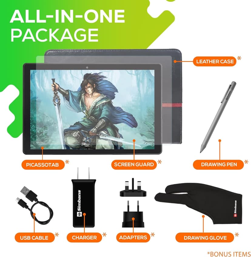 PicassoTab X Drawing Tablet • No Computer Needed • Drawing Apps & Tutorials • 4 Bonus Items • Stylus Pen • Portable • Standalone • 10 Inch Screen • Best Gift for Beginner Digital Graphic Artist • PCX
