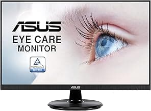 ASUS VA24DQ 23.8” Monitor, 1080P Full HD, 75Hz, IPS, Adaptive-Sync/FreeSync, Eye Care, HDMI DisplayPort VGA, Frameless, VESA Wall Mountable ,BLACK