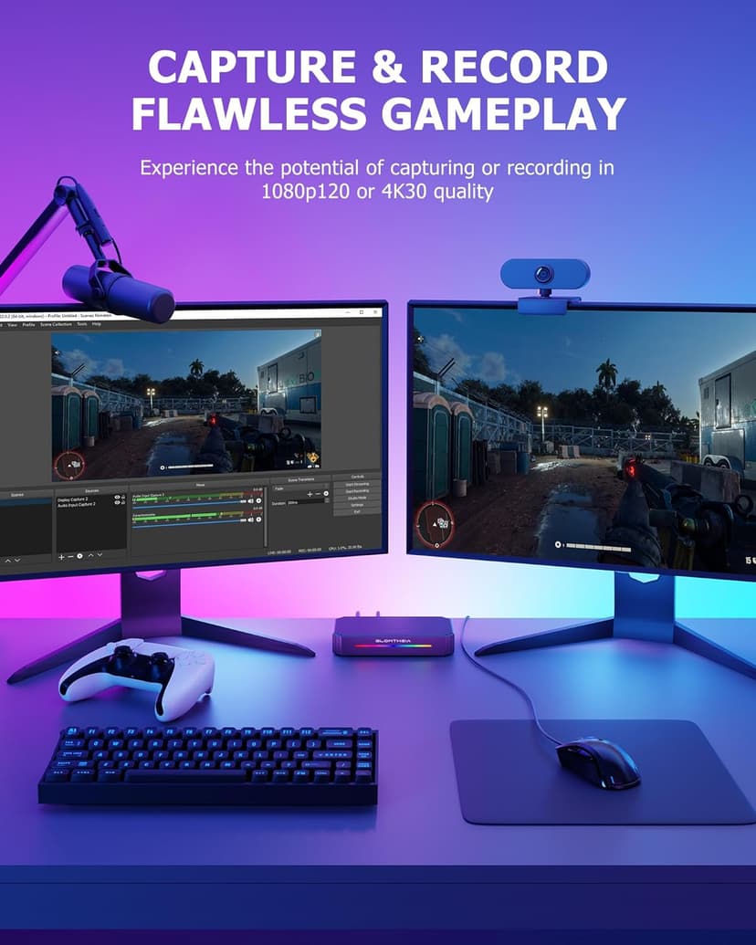 4K Capture Card for Streaming on PC,PS5/Pro,Xbox Series X/S,Switch, Stream/Record/Passthrough in 4K30 or 1080p120 HDR, HDMI 2.0, USB C 3.0 Video Game Capture Card