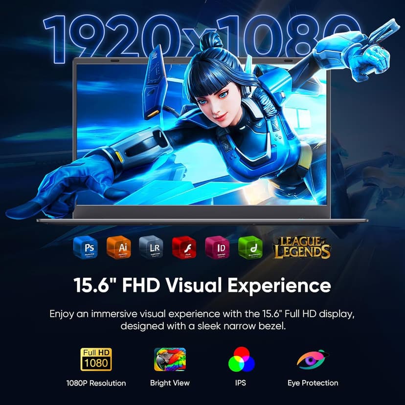 Coolby 15.6inch Windows 11 Laptop, 12GB RAM/256GB SSD, 1920x1080 IPS Display, Intel N95(Beats N5095) Quad Core Laptop Computer, Support Fingerprint, WiFi 5, BT