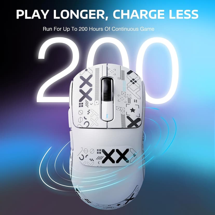ATTACK SHARK X3 Lightweight Wireless Gaming Mouse, 49g Tri-Mode Bluetooth/2.4G/USB-C Wired Mouse, PAW3395 26K DPI Sensor, 200h Battery Life, Programmable Buttons, Griptape for PC/Laptop/Mac