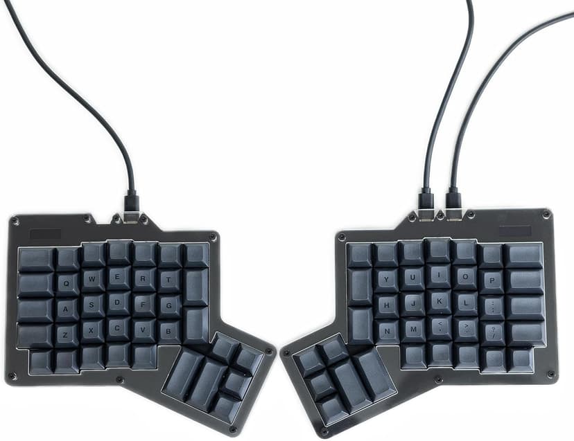Apos ErgoDox 76 "Hot DOX V2 Split Ergonomic Mechanical Keyboard — Ortholinear, Indicator Screen, QMK/VIA Firmware, RGB, USB-C, PBT Keycaps, Hotswap (Dark - Kailh Rose Red Switches)
