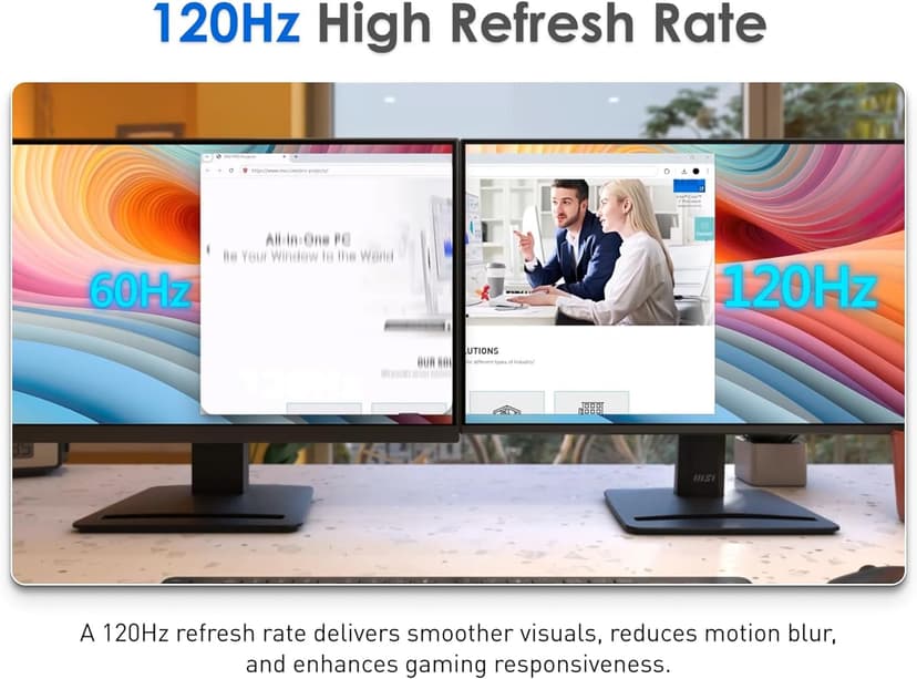 MSI PRO MP275 E2 27-inch IPS 1920 x 1080 (FHD) Gaming Office Monitor, 120Hz, Free-Synch, HDMI, DisplayPort, VGA Port, VESA Mountable, Tilt, Speaker, 4-Side Slim Bezel 1ms, Black