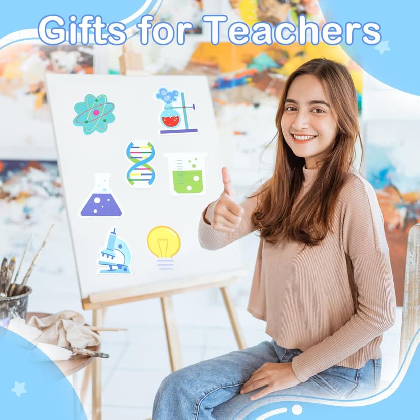 18 Pack Funny Science Sticky Notes, Cute Chemistry Note Pad Essentials Teacher Student Gifts Stationary Sticky Notepad Self Stick Memo Novelty Laboratory Notes for Lab School Supplies