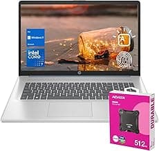 HP 2025 Essential Laptop, 17.3" FHD, Intel Core 7 150U (Beats I7 1335U), 16GB RAM, 1TB SSD, Fingerprint Reader, Backlit Keyboard, Wi-Fi 6, Win 11 Pro, Blue, Bundle with ADATA 512 External SSD