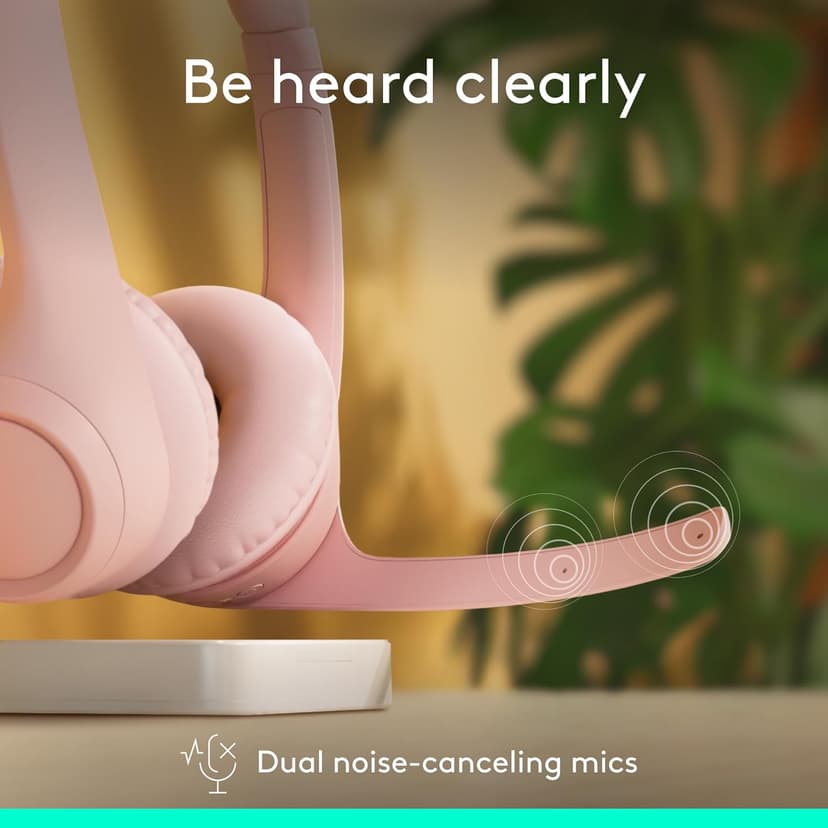 Logitech Zone 300 Wireless Bluetooth Headset with Noise-Canceling Microphone, Compatible with Windows, Mac, Chrome, Linux, iOS, iPadOS, Android – Rose (Renewed)