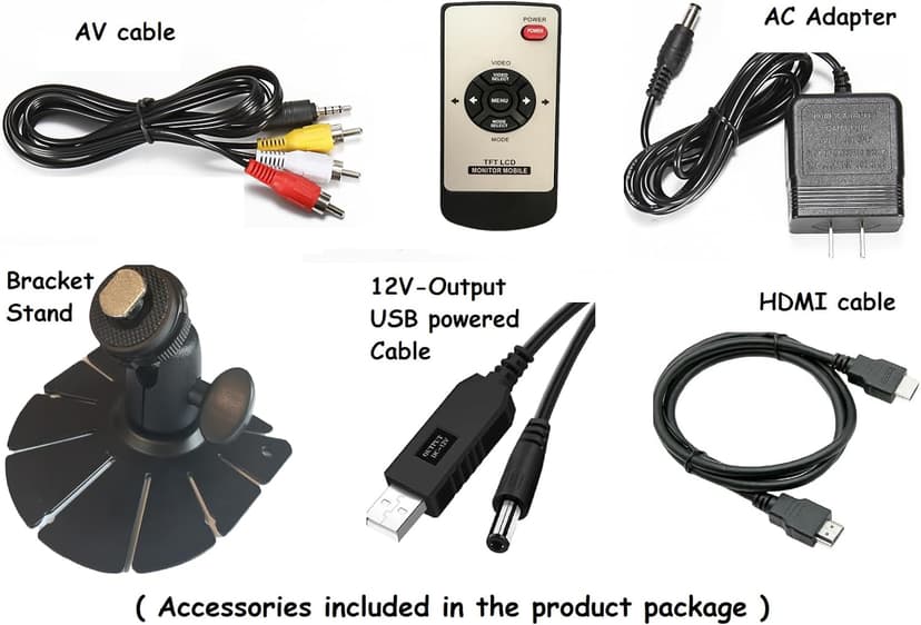 7 inch Small HDMI VGA AV RCA Monitor 1080P Second Screen for PC/Security System/Game Console; IPS 1024X600 Pixels; 60HZ; Built in Loud Speakers & Earphone Jack; 12V USB Power Cable for Portable Use