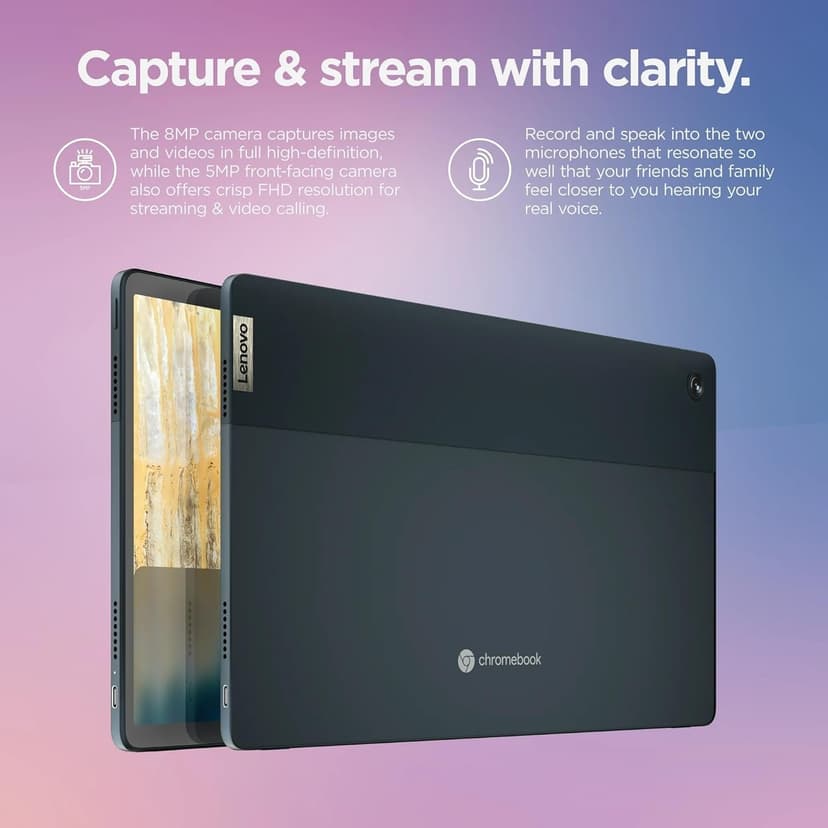 Lenovo Chromebook Duet 5 2-in-1 Tablet Laptop w/Detachable Keyboard (13.3" FHD OLED Touchscreen, 8-Core Qualcomm CPU, 8GB RAM, 256GB Storage), IST HUB, Wi-Fi, 8MP Webcam, Chrome OS, Abyss Blue